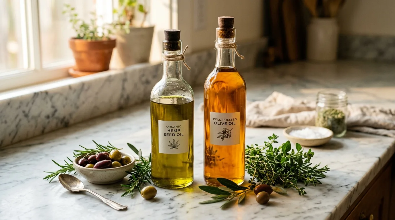 Huile de graines de chanvre vs huile d'olive : comparaison complète nutrition & cuisson 12 Hemp Seed Oil vs Olive Oil: Full Nutrition & Cooking Comparison